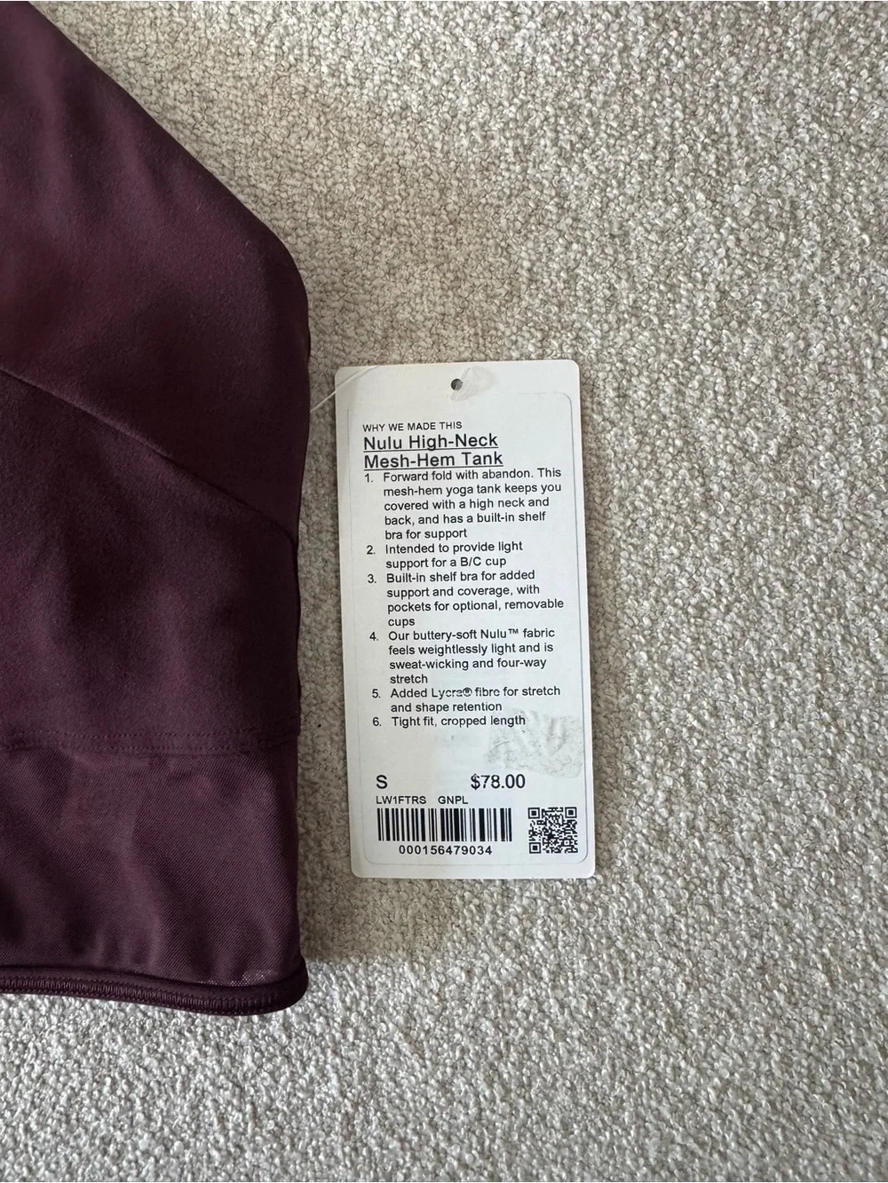 Lululemon High Neck Nulu Mesh Hem Tank (Size S)
